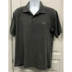 Lacoste Polo Shirt Gray Short Sleeve Vintage Crocodile Logo Size 6 XL